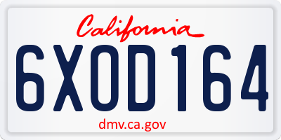 CA license plate 6XOD164