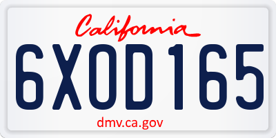 CA license plate 6XOD165