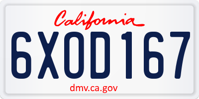 CA license plate 6XOD167