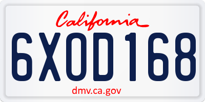 CA license plate 6XOD168