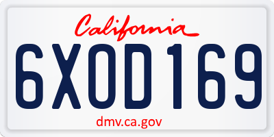 CA license plate 6XOD169