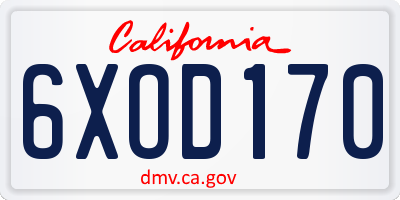 CA license plate 6XOD170