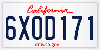 CA license plate 6XOD171