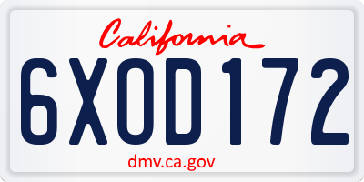CA license plate 6XOD172