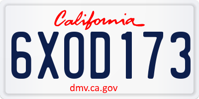 CA license plate 6XOD173