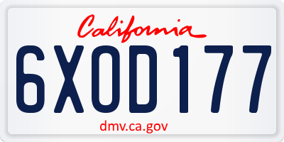 CA license plate 6XOD177