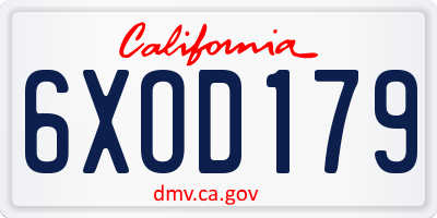 CA license plate 6XOD179