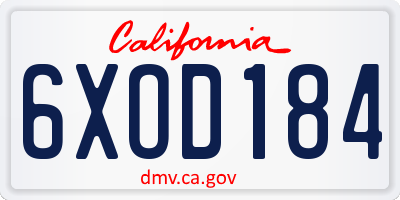 CA license plate 6XOD184