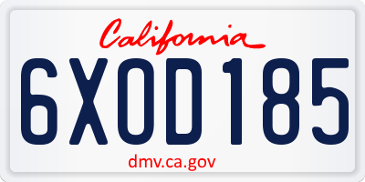 CA license plate 6XOD185