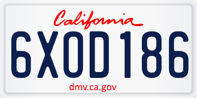 CA license plate 6XOD186