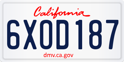 CA license plate 6XOD187