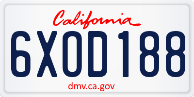 CA license plate 6XOD188