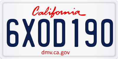 CA license plate 6XOD190