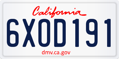 CA license plate 6XOD191