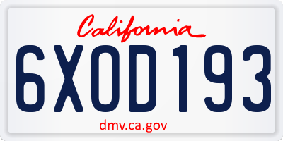 CA license plate 6XOD193