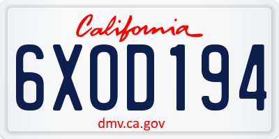 CA license plate 6XOD194