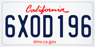 CA license plate 6XOD196