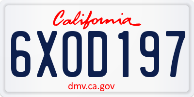 CA license plate 6XOD197