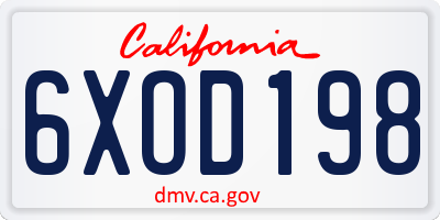 CA license plate 6XOD198