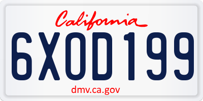 CA license plate 6XOD199