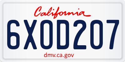 CA license plate 6XOD207