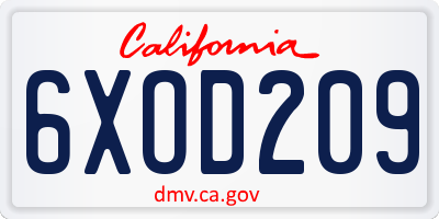 CA license plate 6XOD209