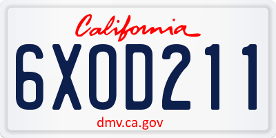 CA license plate 6XOD211