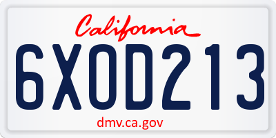 CA license plate 6XOD213