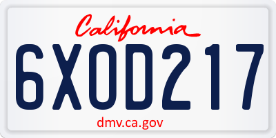 CA license plate 6XOD217