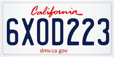 CA license plate 6XOD223
