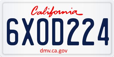 CA license plate 6XOD224