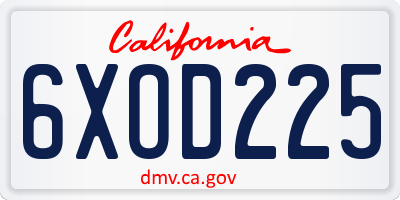 CA license plate 6XOD225