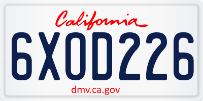 CA license plate 6XOD226