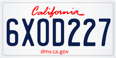 CA license plate 6XOD227