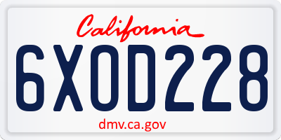 CA license plate 6XOD228