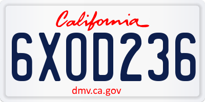 CA license plate 6XOD236