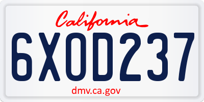 CA license plate 6XOD237