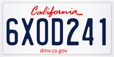 CA license plate 6XOD241