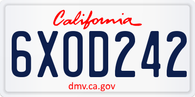 CA license plate 6XOD242