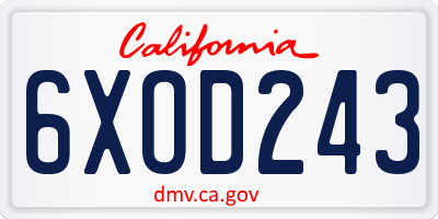 CA license plate 6XOD243