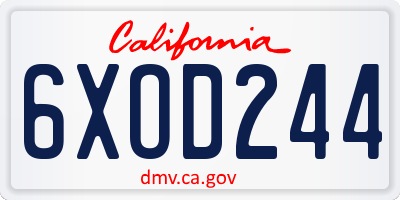 CA license plate 6XOD244