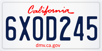 CA license plate 6XOD245