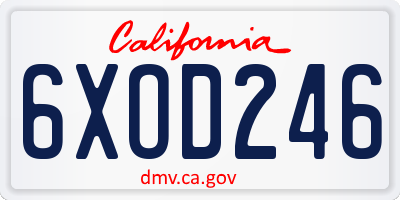CA license plate 6XOD246