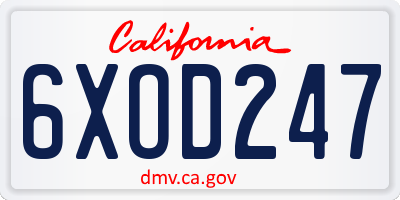 CA license plate 6XOD247