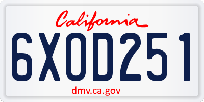 CA license plate 6XOD251