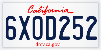 CA license plate 6XOD252