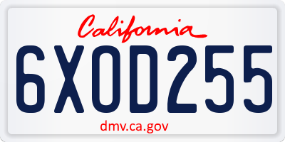 CA license plate 6XOD255