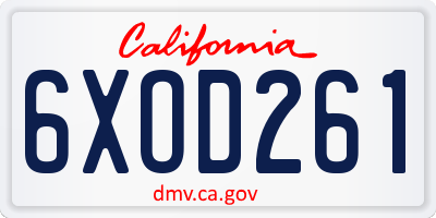 CA license plate 6XOD261