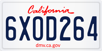 CA license plate 6XOD264