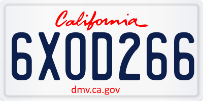 CA license plate 6XOD266